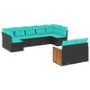 vidaXL Patio Sofa Set Black, Blue PE rattan, Powder-coated steel, Polyester