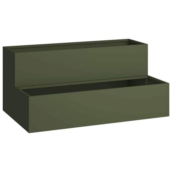 vidaXL Garden Planter Olive Green 39.37 x 23.62 x 17.72 in