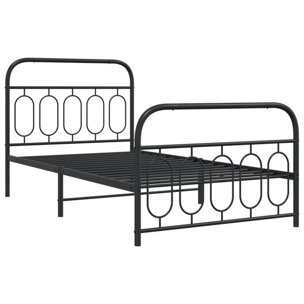 vidaXL Bed Frame Black Steel Single Black Bed Frame Rectangular
