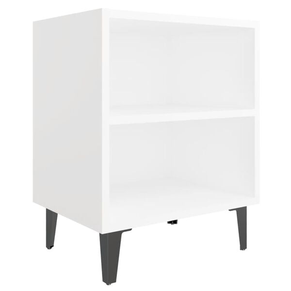 vidaXL Bed Cabinet White Engineered Wood, Metal Compact Bed Cabinet