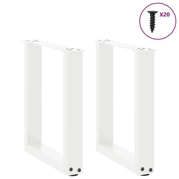 vidaXL Coffee Table Leg Set of 2 White Powder-coated steel Medium