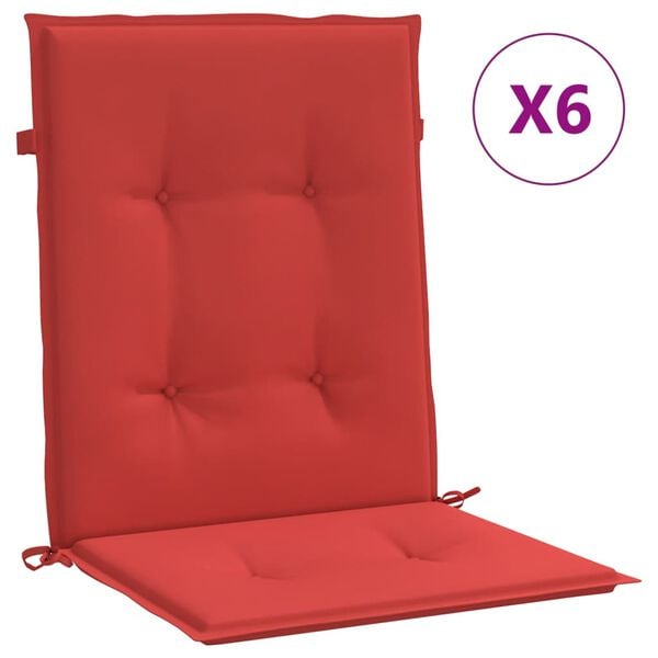 vidaXL Lowback Chair Cushion Set of 6 Red Oxford fabric (100% polyester)