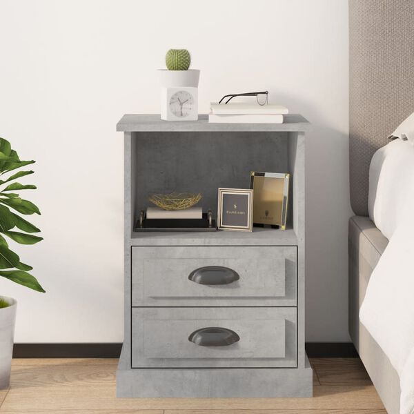 vidaXL Bedside Cabinet Concrete Grey Engineered Wood Bedside Cabinet