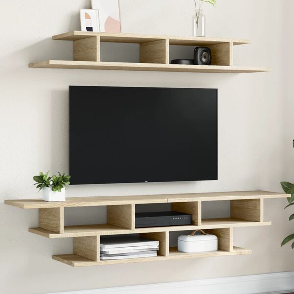 vidaXL TV Wall Unit Sonoma Oak Engineered Wood Medium TV Wall Unit