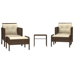 vidaXL Patio Lounge Set Brown Poly Rattan Medium Durable