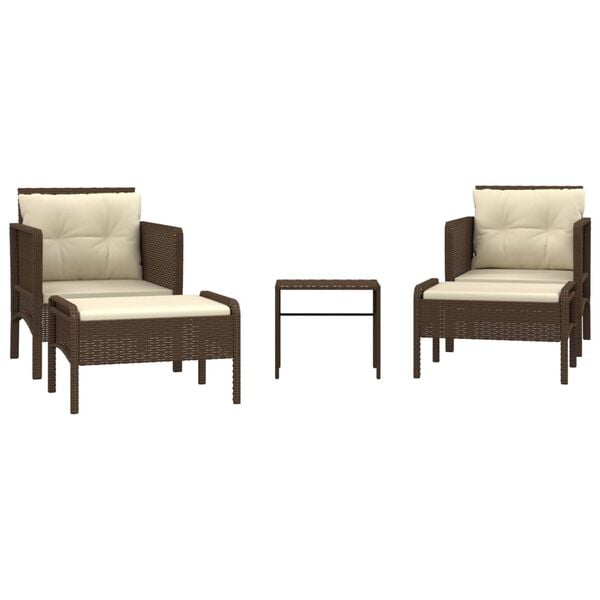 vidaXL Patio Lounge Set Brown Poly Rattan Medium Durable