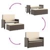 vidaXL Patio Bench with Cushions and Footstool Brown Poly Rattan