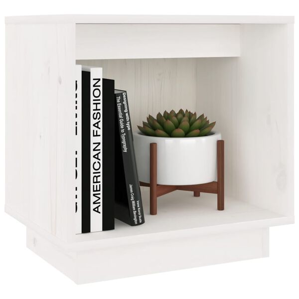 vidaXL Bedside Cabinet Set of 2 White Solid pinewood Medium