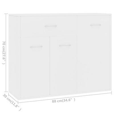 vidaXL Sideboard White 34.6"x11.8"x27.6" Chipboard