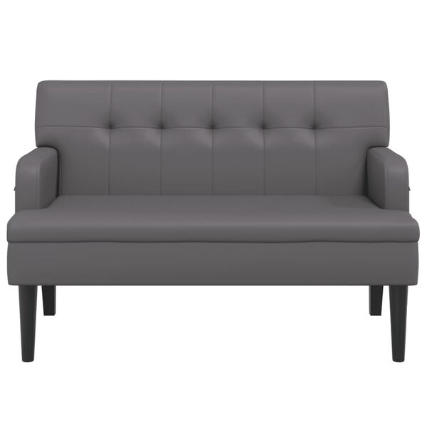 vidaXL Bench Grey Faux leather, Plywood, Rubber wood, Foam Medium Bench