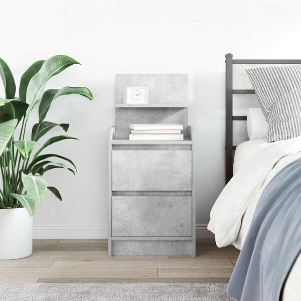 vidaXL Bedside Cabinet Concrete Grey Engineered wood Medium