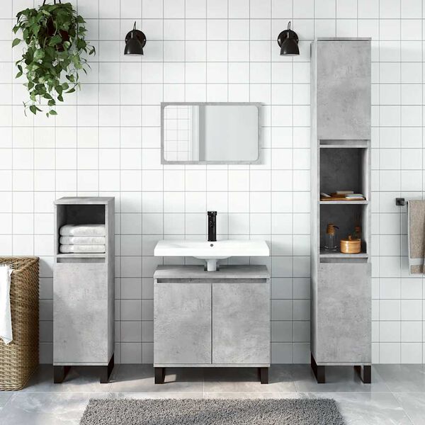 vidaXL Bathroom Cabinet Concrete grey Engineered wood, Iron Medium