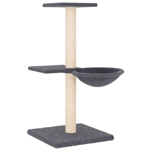 vidaXL Cat Tree Dark grey Engineered wood, plush, sisal