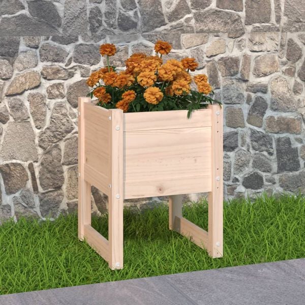 vidaXL Planter Natural Pine Solid Pine Wood Medium Decorative Inlays
