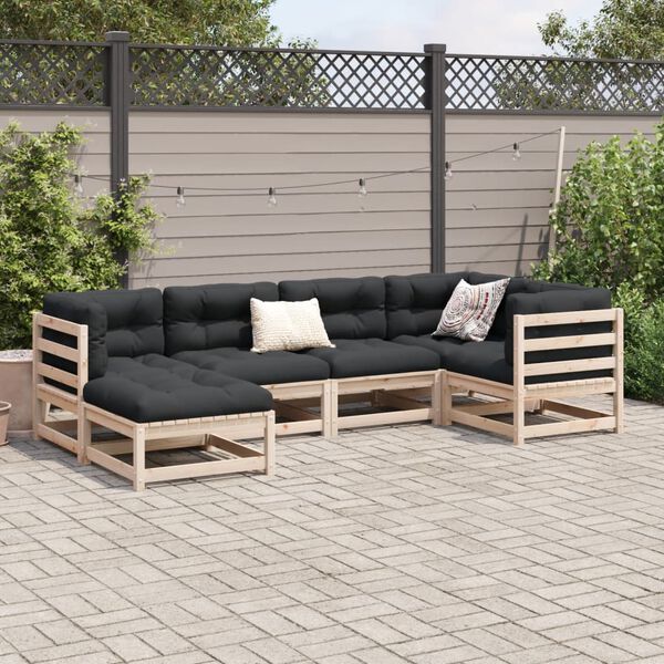 vidaXL Garden Sofa Set Natural wood Solid pine wood (untreated) Large