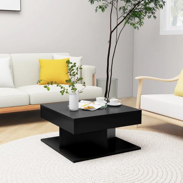 vidaXL Coffee Table Black Engineered wood Medium Coffee Table Square