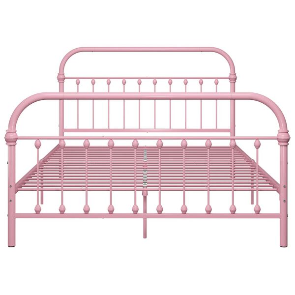vidaXL Bed Frame Pink Metal Full Heavy Weight Endurance Bed Frame