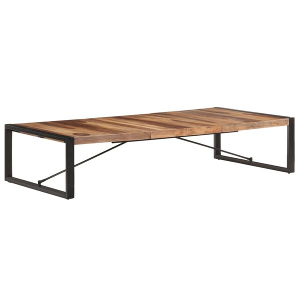vidaXL Coffee Table Natural Wood, Black Solid Acacia Wood, Rubberwood, Steel