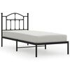 vidaXL Bed Frame Black Powder-Coated Steel Single Modern Bed Frame
