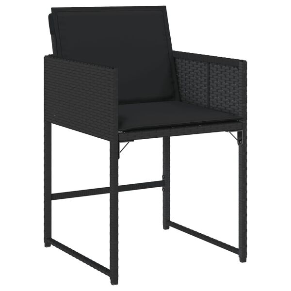 vidaXL Patio Chair Black Poly Rattan, Powder-Coated Steel Standard