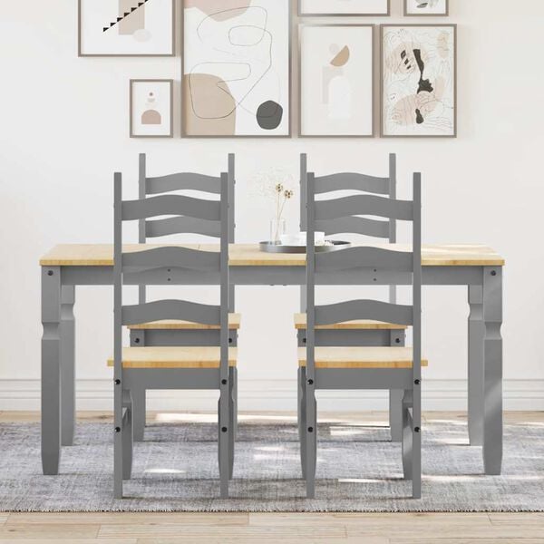 vidaXL Dining Set Grey Solid pine wood Medium Tough Dining Set