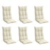 vidaXL Highback Chair Cushion Set of 6 Cream