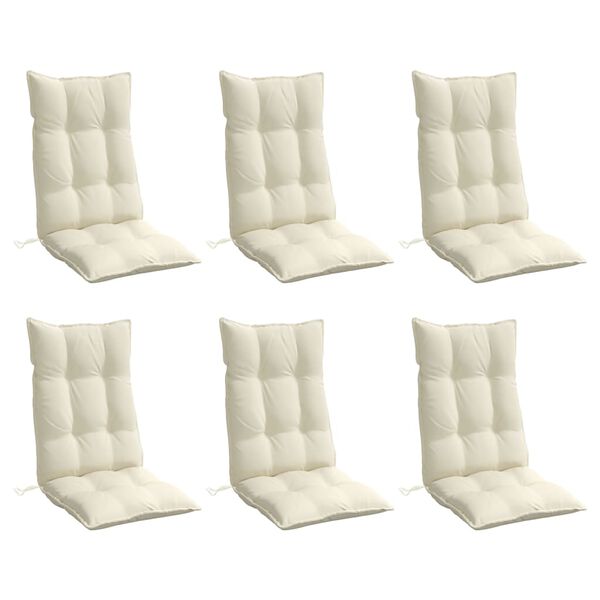 vidaXL Highback Chair Cushion Set of 6 Cream