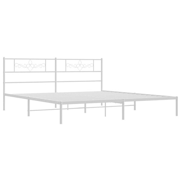 vidaXL Bed Frame White Powder-Coated Steel 76.0 x 80.0 in Modern