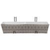 vidaXL Balcony Raised Bed Set of 2 Grey PE Rattan, Metal, Zinc
