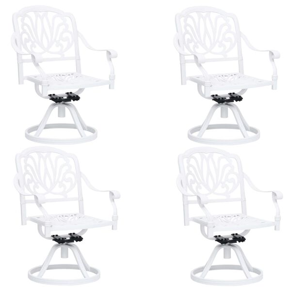 vidaXL Bistro Set White Cast Aluminum Medium Swivel Bistro Set