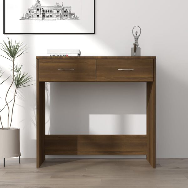 vidaXL Desk Brown Oak Engineered Wood Compact Storage Desk