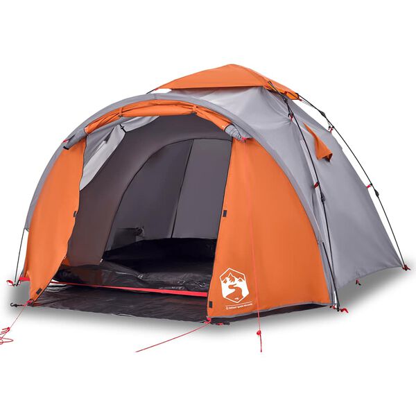 vidaXL Camping Tent Dome 3-Person Gray and Orange Quick Release