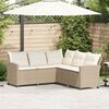 vidaXL Couch Sofa Beige PE rattan, powder-coated steel Large