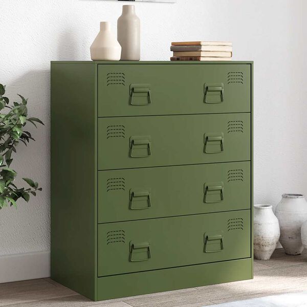vidaXL Sideboard Olive Green Cold-rolled Steel Medium Sideboard