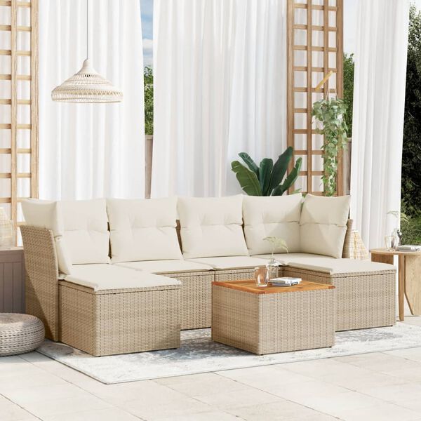 vidaXL Garden Sofa Set Beige, Cream White