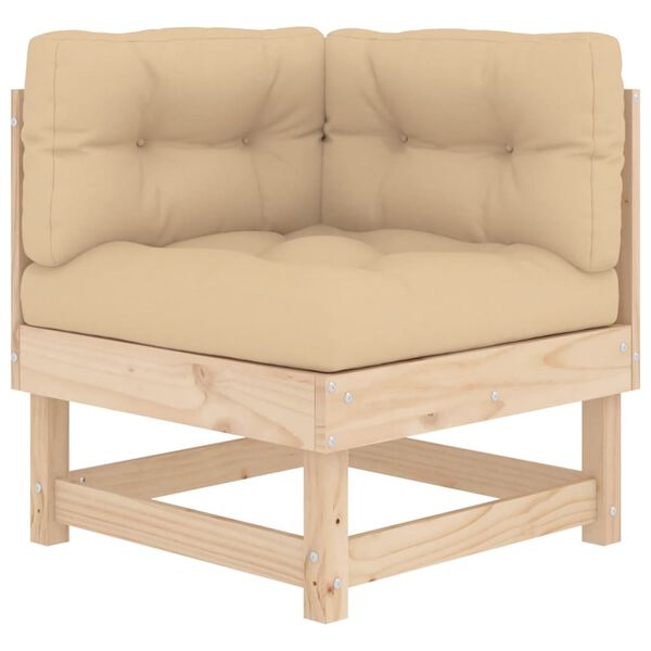 vidaXL Garden Lounge Set Beige Cushions on Pine Frame