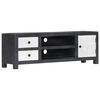 vidaXL TV Cabinet Gray and White Solid Mango Wood, MDF Medium TV Cabinet