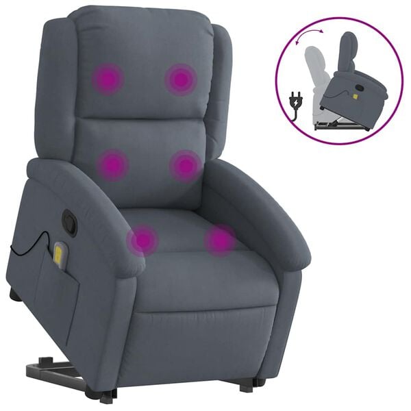 vidaXL Stand Up Massage Recliner Chair Dark grey