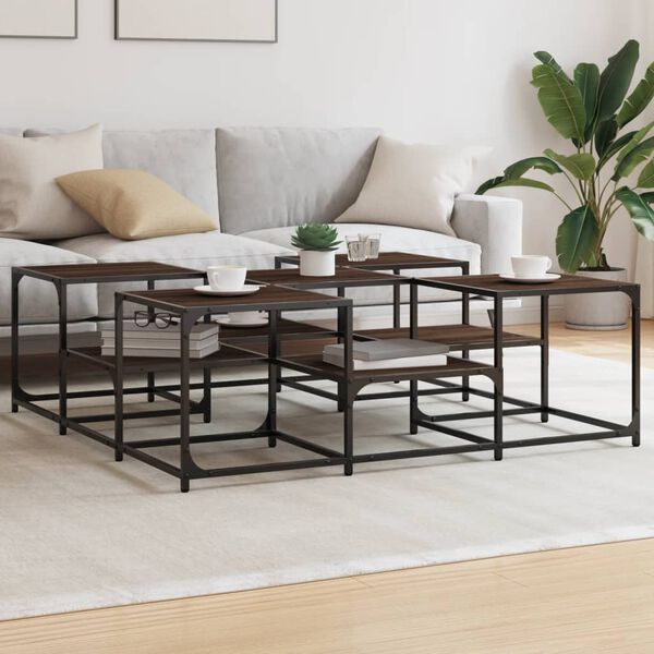 vidaXL Coffee Table Brown Oak Engineered Wood, Metal Large
