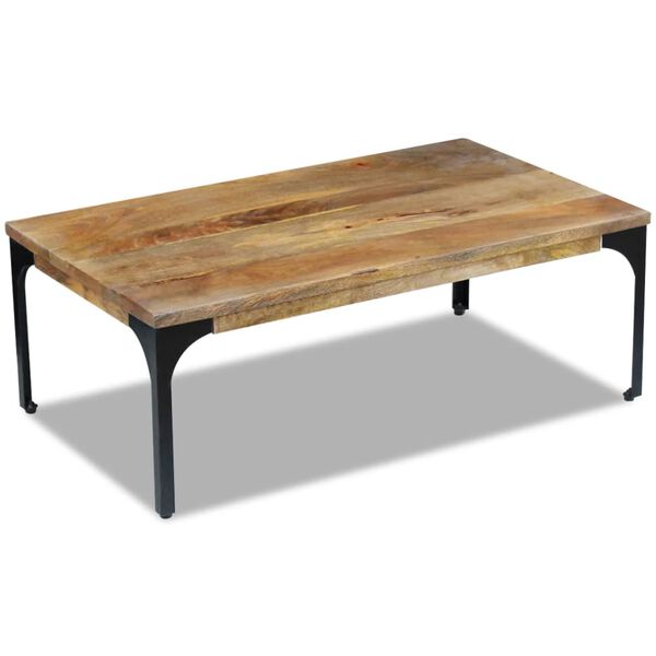 vidaXL Coffee Table Natural Mango Wood and Steel 39.4 x 23.6 x 13.8 in
