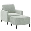 vidaXL Sofa Chair with Footstool Light Gray 23.6" Velvet