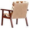 vidaXL Armchair White and Brown Goat Leather, Acacia Wood Standard