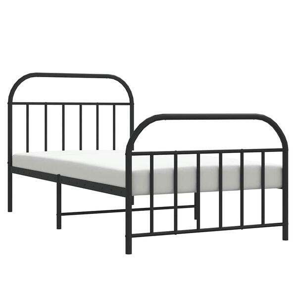 vidaXL Bed Frame Black Steel Twin Bed Frame Rectangular Traditional