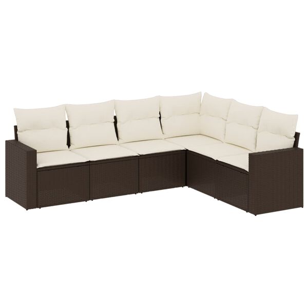 vidaXL Garden Sofa Set Brown PE Rattan Large Adjustable Feet