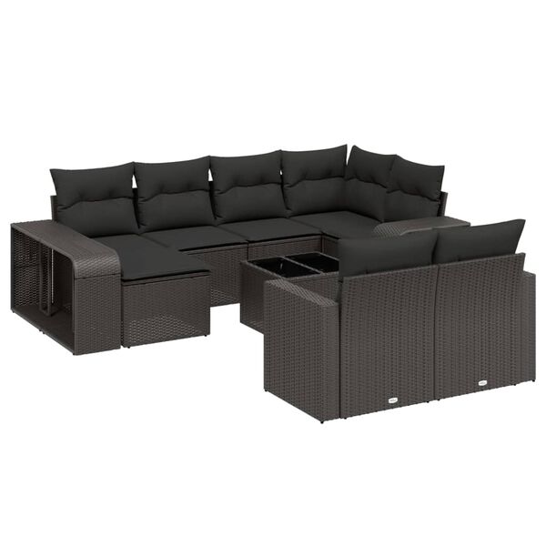 vidaXL Garden Sofa Set Black PE rattan, powder-coated steel, tempered glass
