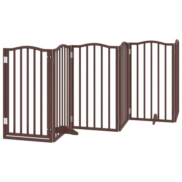vidaXL Dog Gate Set of 6 Brown Oak Poplar Wood