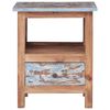 vidaXL Nightstand Brown and Blue Solid mahogany wood Medium Nightstand