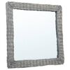 vidaXL Mirror Natural Wicker, Glass 19.7 x 19.7 in Decorative Inlays