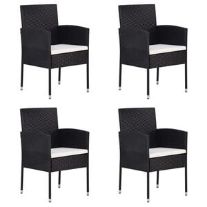 vidaXL Garden Chair Set of 4 Black PE Rattan, Steel 18.5 in