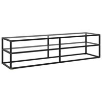 vidaXL TV Stand Black with Tempered Glass 63"x15.7"x15.7"